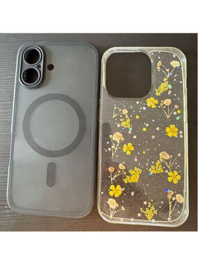 Floral Clear Phone Case with Black Magnetic Case
